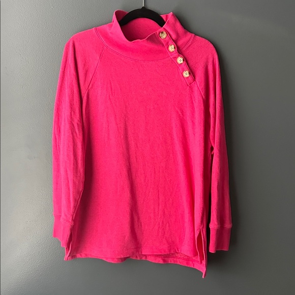 J. CREW women’s wide button collar pullover hot pink size medium womens top - Picture 3 of 16